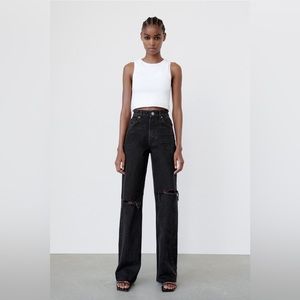 Zara ripped wide leg jeans